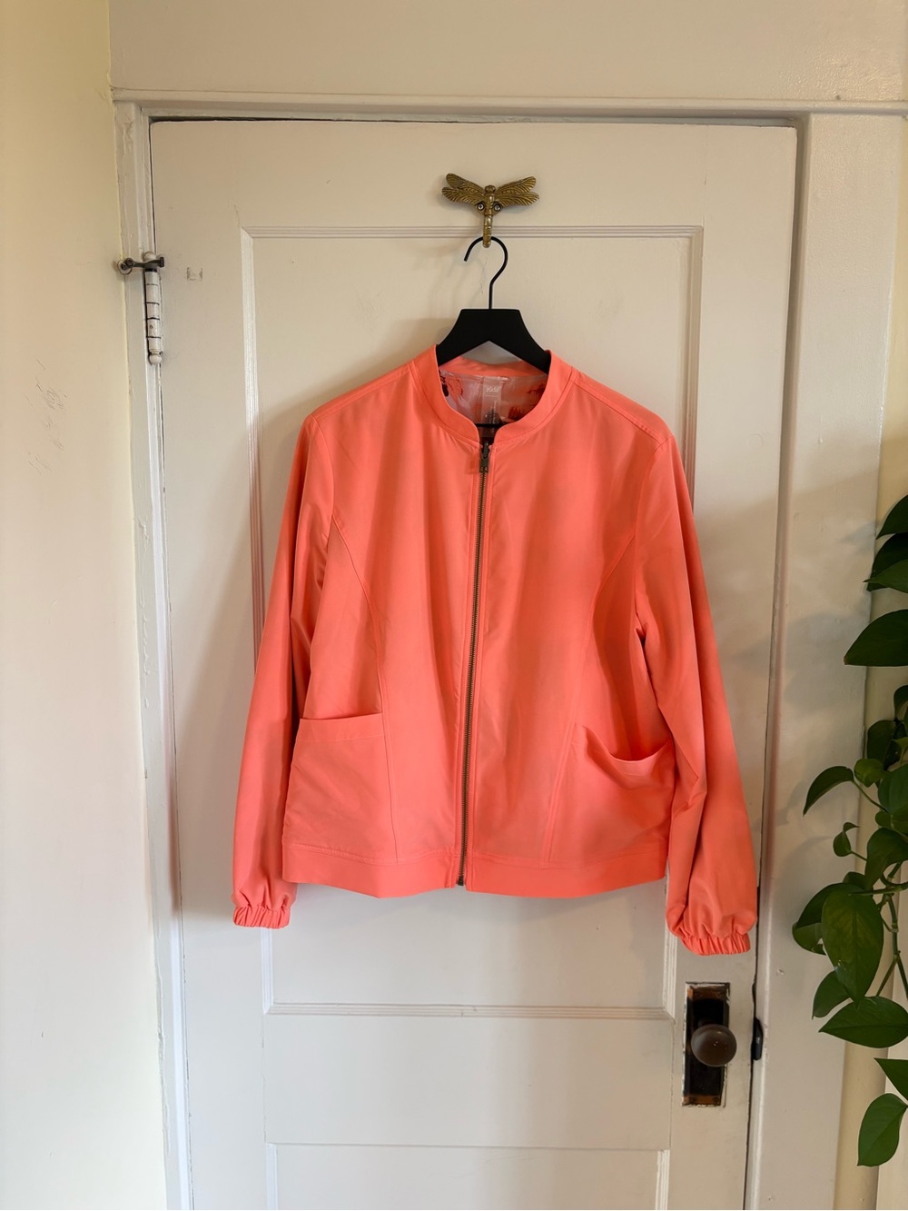 Zuda Reversible Spring Bomber Jacket Coral Pink Abstract Medium